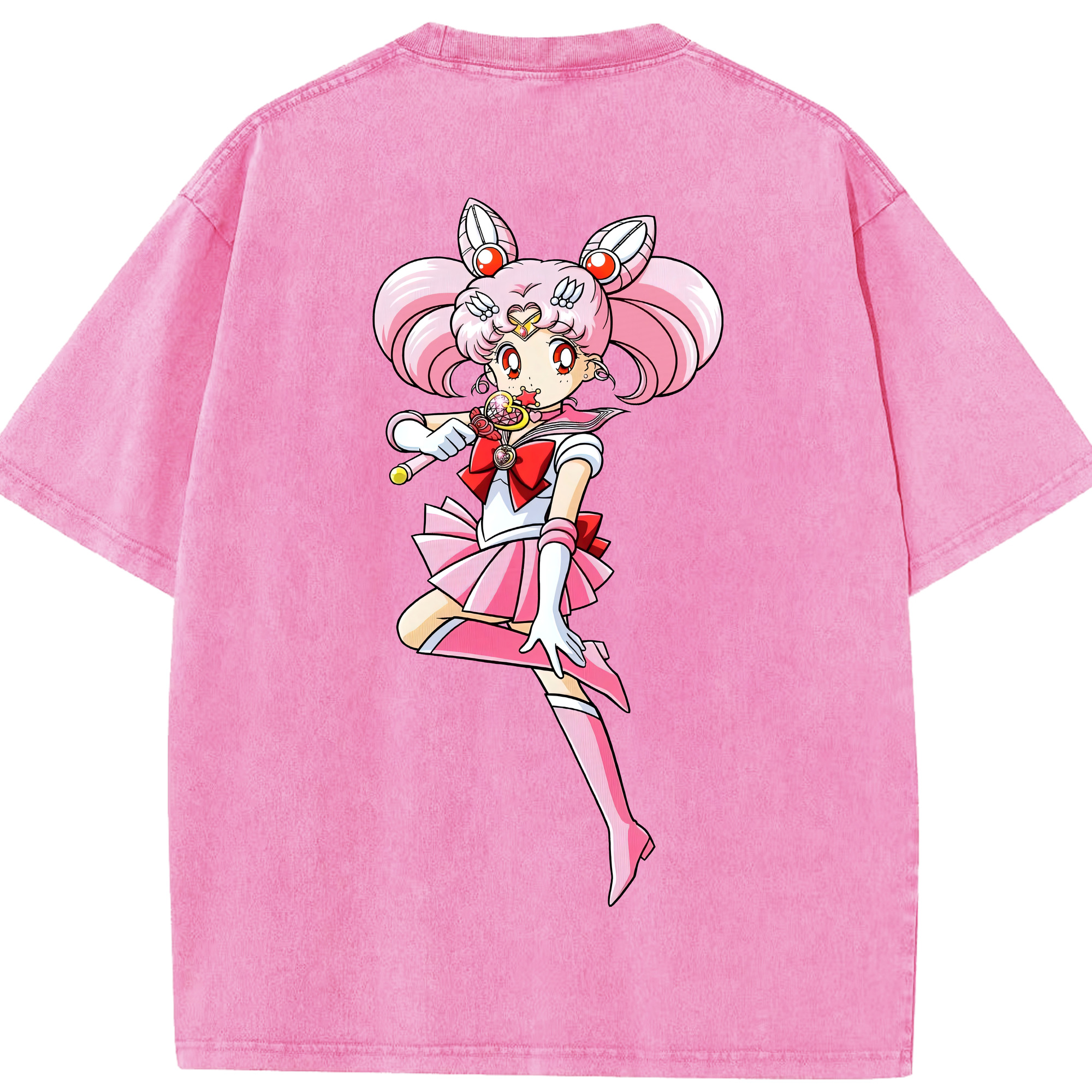 （画像用） 美少女戦士セーラームーン ちびうさ Sailor Moon Chibiusa Tsukino Usagi Small Lady Serenity 綿100% ヴィンテージ風 半袖Tシャツ（背面プリント）